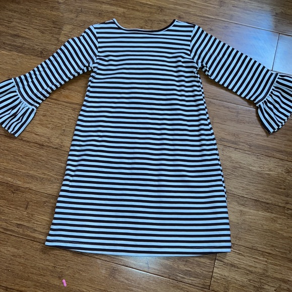 Zuccini brown and white striped girls ribbon detailed turkey dress size 6 EUC - Picture 6 of 7